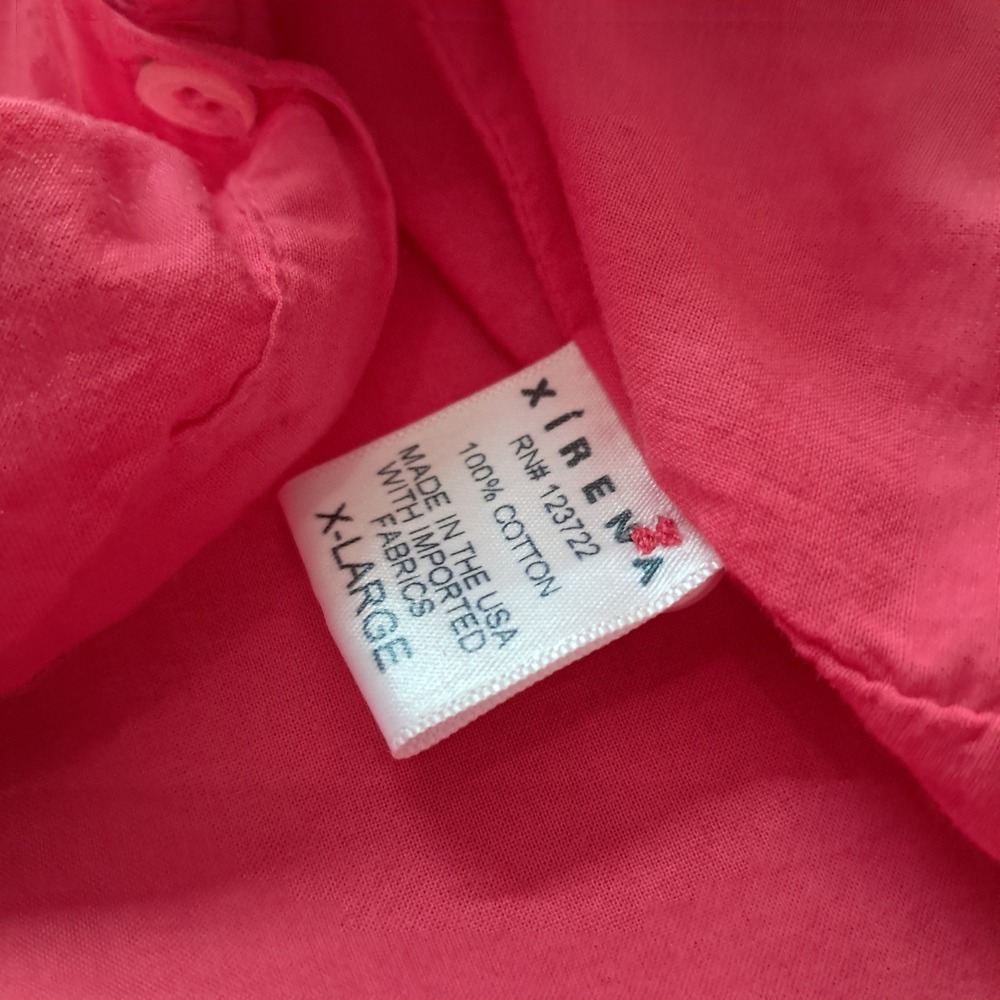 XiRENA Fenix Button Front Cotton Midi Dress Women's XL Pink Coral Pockets - Picture 5 of 11